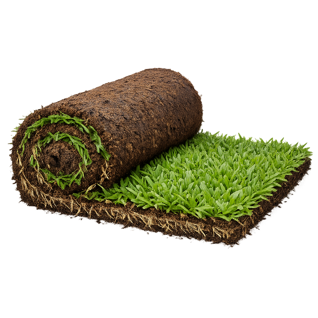 Rolled sod ready for installation
