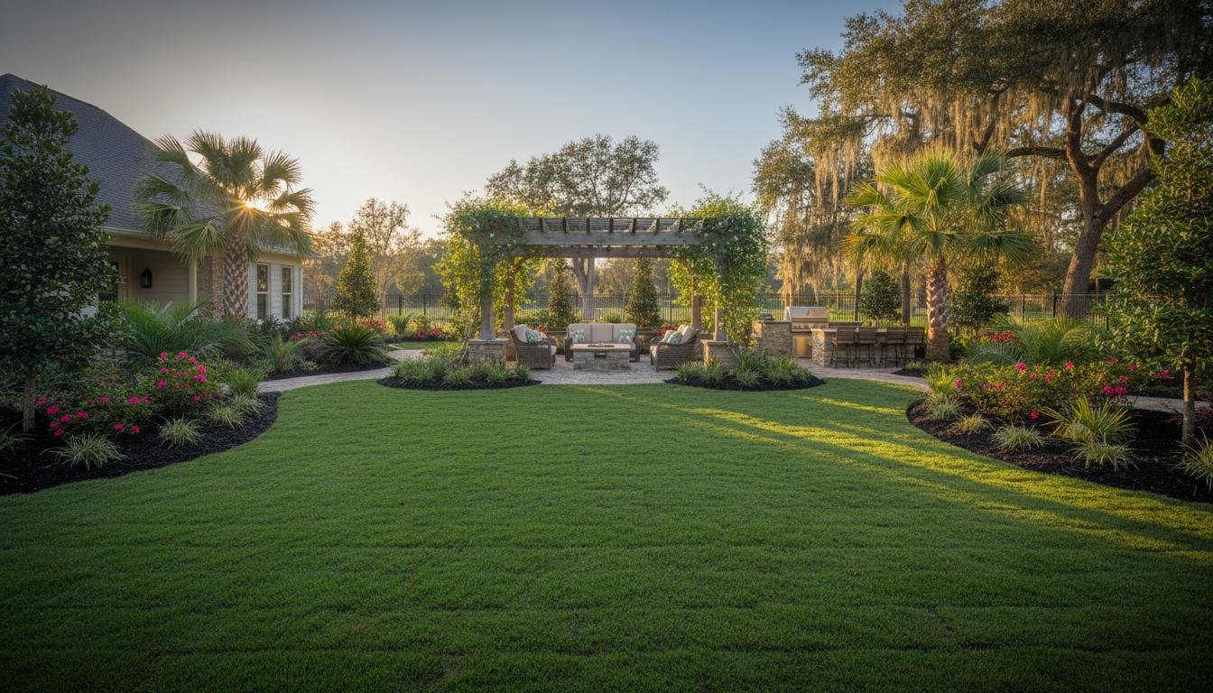 Beautiful lush green lawn installed by Denham Sod in Denham Springs Louisiana